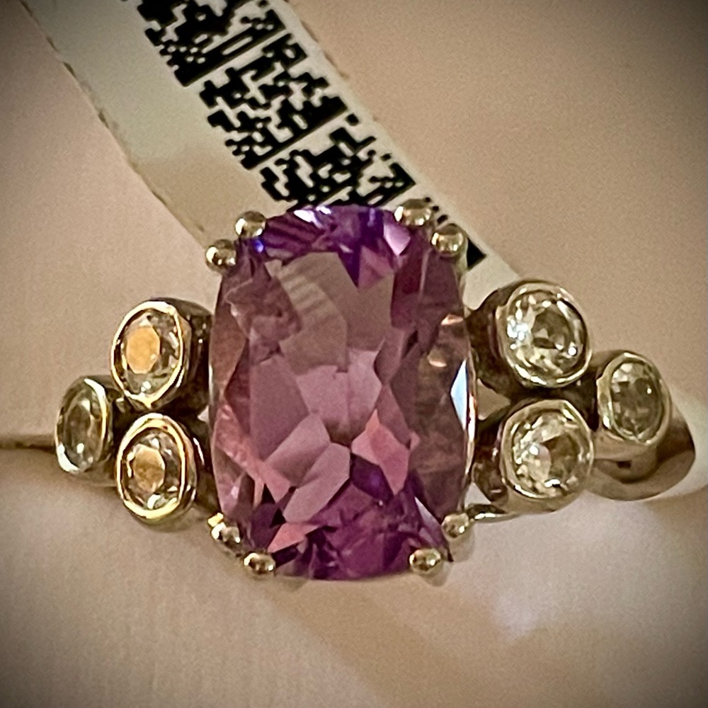 3.00CT Amethyst/White Topaz Ring